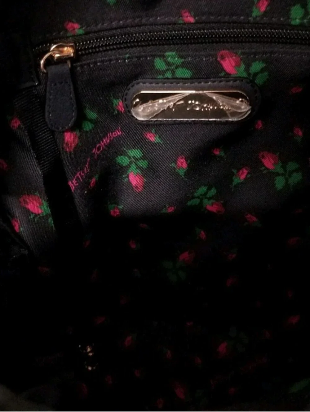 Betsey Johnson Backpack Handbag in Plum, Beige & Black -New